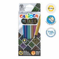 Creioane colorate hexagonale Carioca Metallic, 12 buc