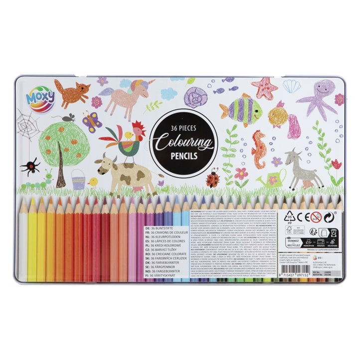 creioane colorate in cutie de staniu 36 buc ro rms150095