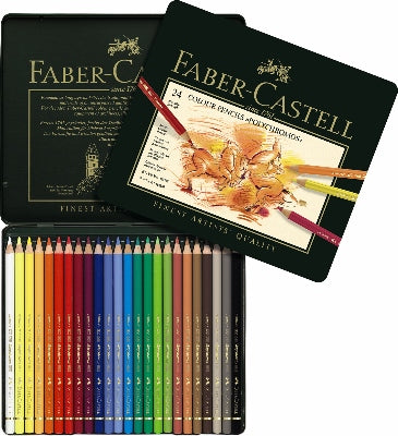 creioane colorate polychromos set 24 buc cutie din metal ro fbc110024