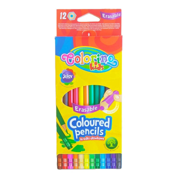 creioane colorino hexagonal cu radiera ro clrr87492ptr