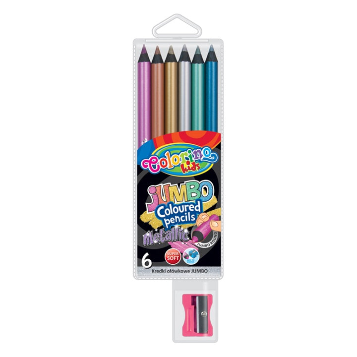 creioane jumbo colorino metalice cu ascutitor pachet de 6 ro clrr34661ptr