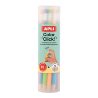 Creioane mecanice colorate APLI Color Click, 12 buc cu mine de rezervă și ascuțitoare