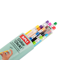 Creioane mecanice colorate APLI Color Click, 12 buc cu mine de rezervă și ascuțitoare