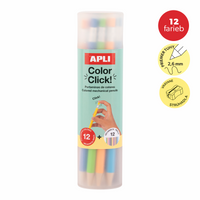 Creioane mecanice colorate APLI Color Click, 12 buc cu mine de rezervă și ascuțitoare