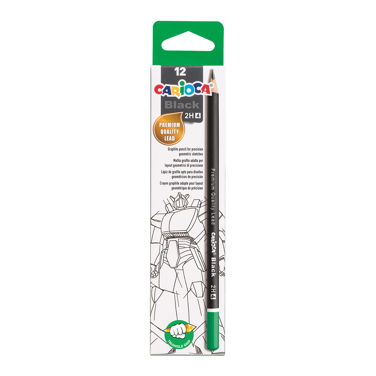 Creion triunghiular Carioca Black, 12 buc
