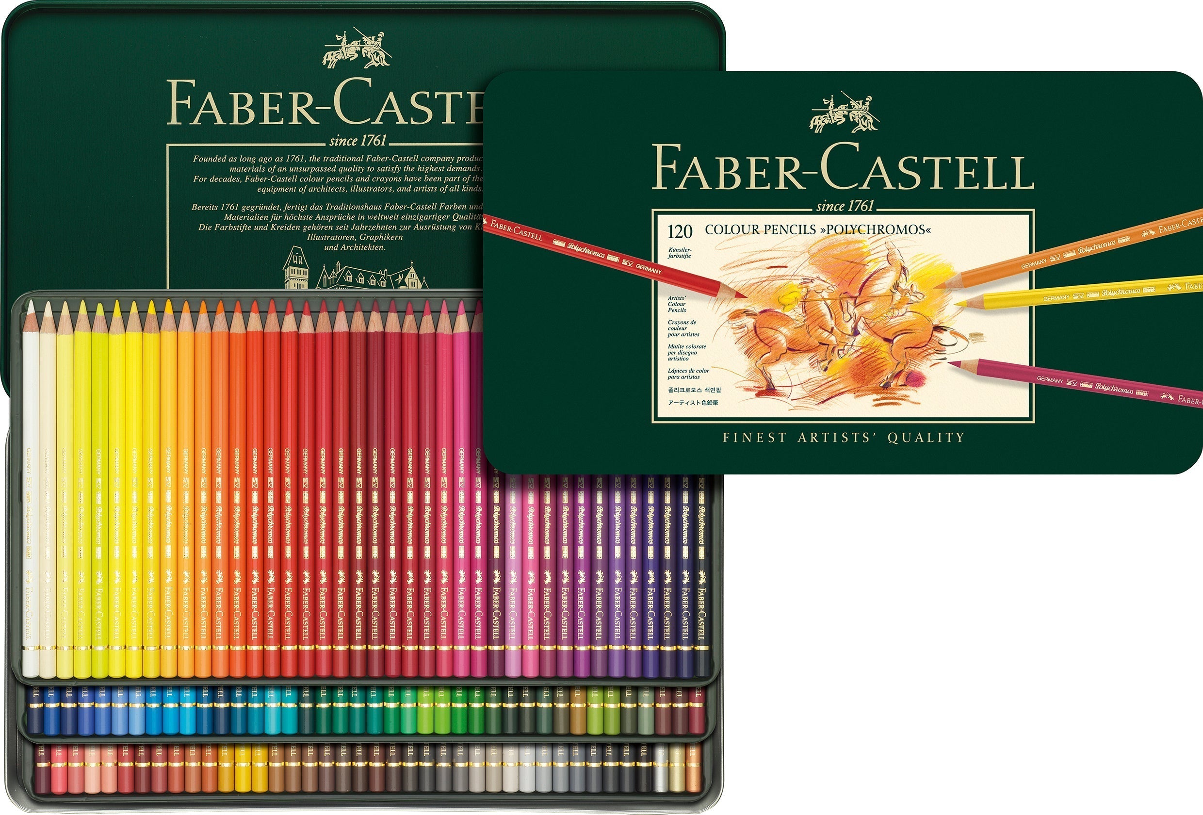creione colorate polychromos set 120 buc cutie din metal ro fbc110011