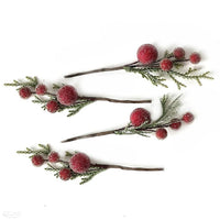 crenguțe decorative 3d cu fructe de padure roșii 4 buc