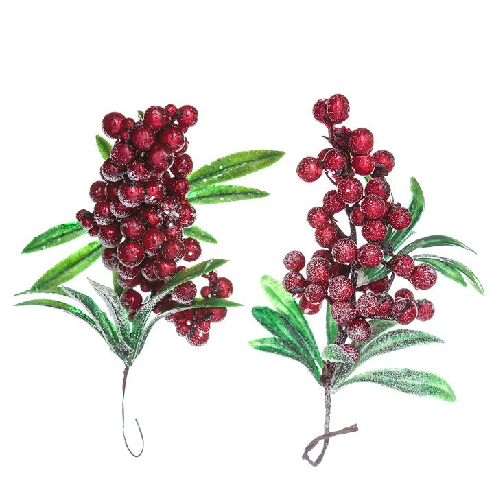 crenguțe decorative cu fructe de padure roșii 2 buc
