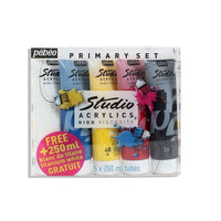 culori acrilice pebeo studio acrylic setul de baza 5 x 250 ml ro pbo169299