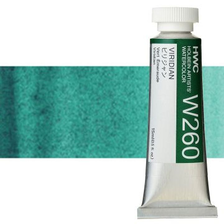 Culori acuarele profesionale Holbein Artists 15 ml | nuanțe de verde
