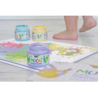 Culori de degete pentru copii în nuanțe pastelate MUCKI / set 6 x 150 ml