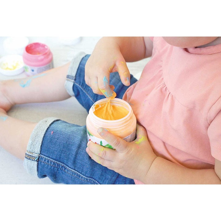 Culori de degete pentru copii în nuanțe pastelate MUCKI / set 6 x 150 ml