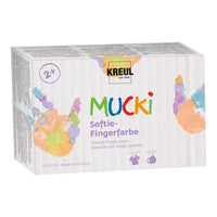 Culori de degete pentru copii în nuanțe pastelate MUCKI / set 6 x 150 ml
