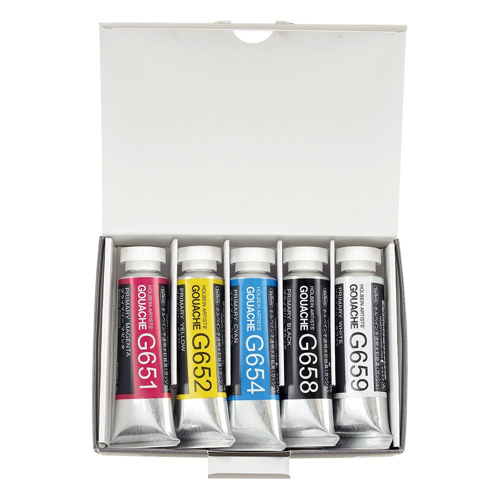 culori guașa profesionale holbein artists set de baza 5 x 15 ml