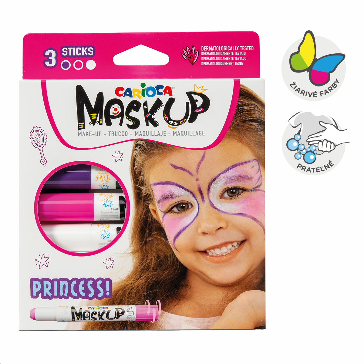 Culori pentru față Carioca tip baton 3 buc – Prințesă