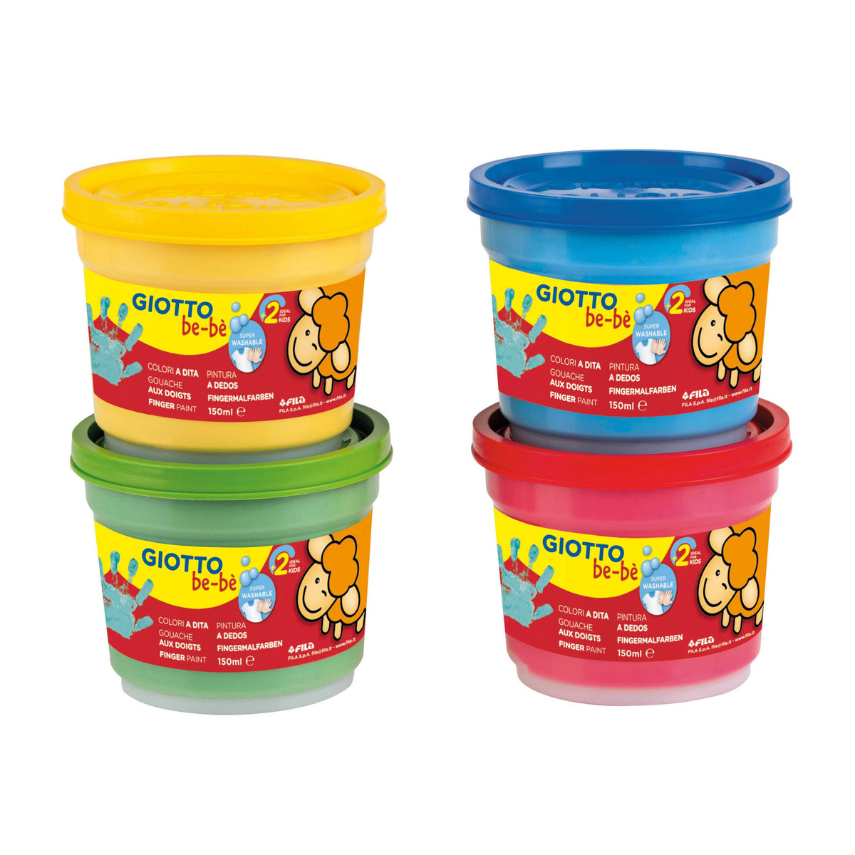 Culori pentru pictat cu degetele GIOTTO be-bè 4 x 150 ml