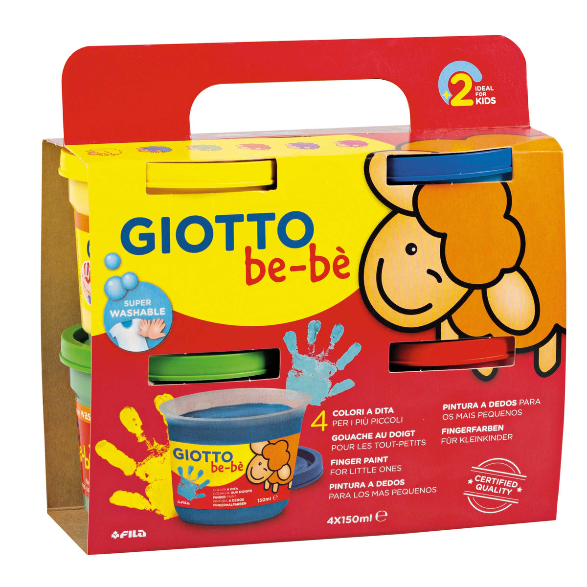 Culori pentru pictat cu degetele GIOTTO be-bè 4 x 150 ml