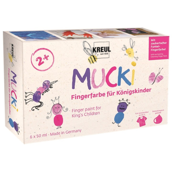 culori pentru pictura cu degete mucki pentru fete kreul 6 x 50 ml ro krl23051
