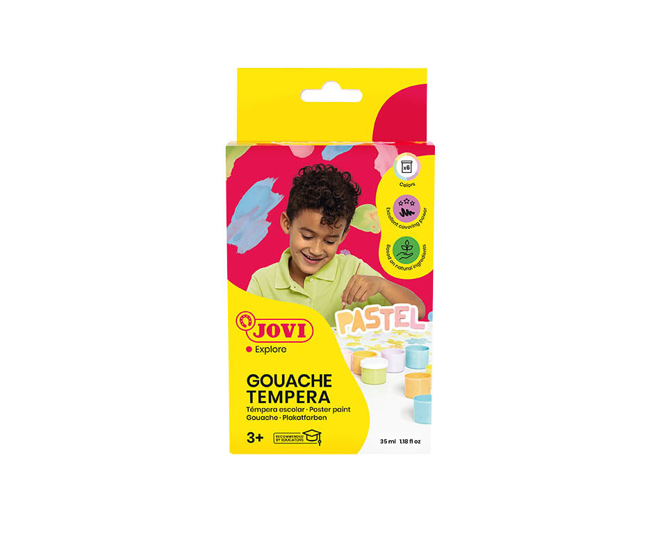Culori tempera pastelate JOVI Premium 6 x 35 ml cu pensulă