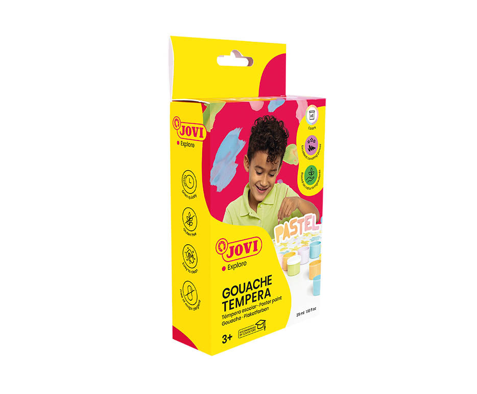 Culori tempera pastelate JOVI Premium 6 x 35 ml cu pensulă