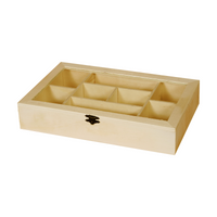 Cutie din lemn cu compartimente și capac transparent Pentart 30 x 19,5 x 10 cm