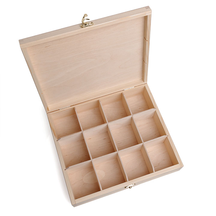 cutie din lemn pentru ceai 12 compartimente ro mxh376