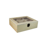Cutie Pentart pentru pliculețe de ceai, 9 compartimente, capac transparent, 22 x 19 x 7 cm