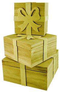 Cutii din lemn Pentart, set 3 buc, 16 x 16 x 8 cm