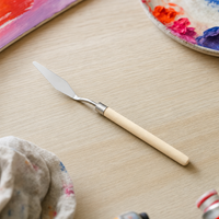 Cuțit de paletă pentru pictură din oțel inoxidabil cu mâner din lemn – Forma 3 – spatulă îngustă în formă de picătură (17 cm)