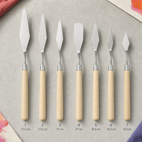 Cuțit de paletă pentru pictură din oțel inoxidabil cu mâner din lemn – Forma 7 – spatulă mică în formă de romb (15,5 cm)