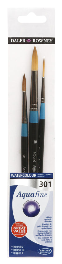 DALER ROWNEY Aquafine 301 set pensule pentru acuarelă și guașă - 3 buc