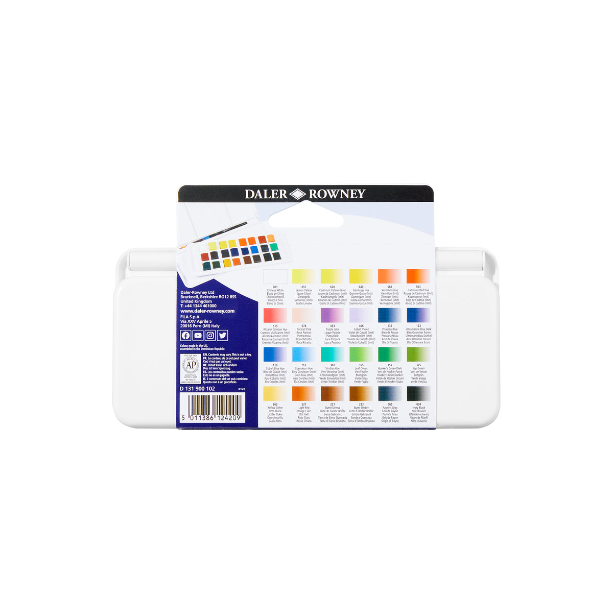 Set de călătorie acuarele DALER ROWNEY Aquafine 24 godete mici cu pensulă