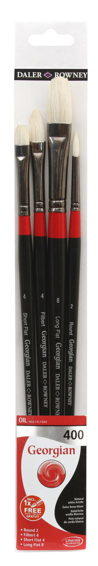 DALER ROWNEY D&R Georgian 400 set pensule pentru pictură în ulei păr natural de porc 4 buc