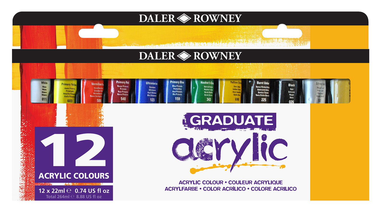 Set culori acrilice DALER ROWNEY Graduate 12 x 22 ml