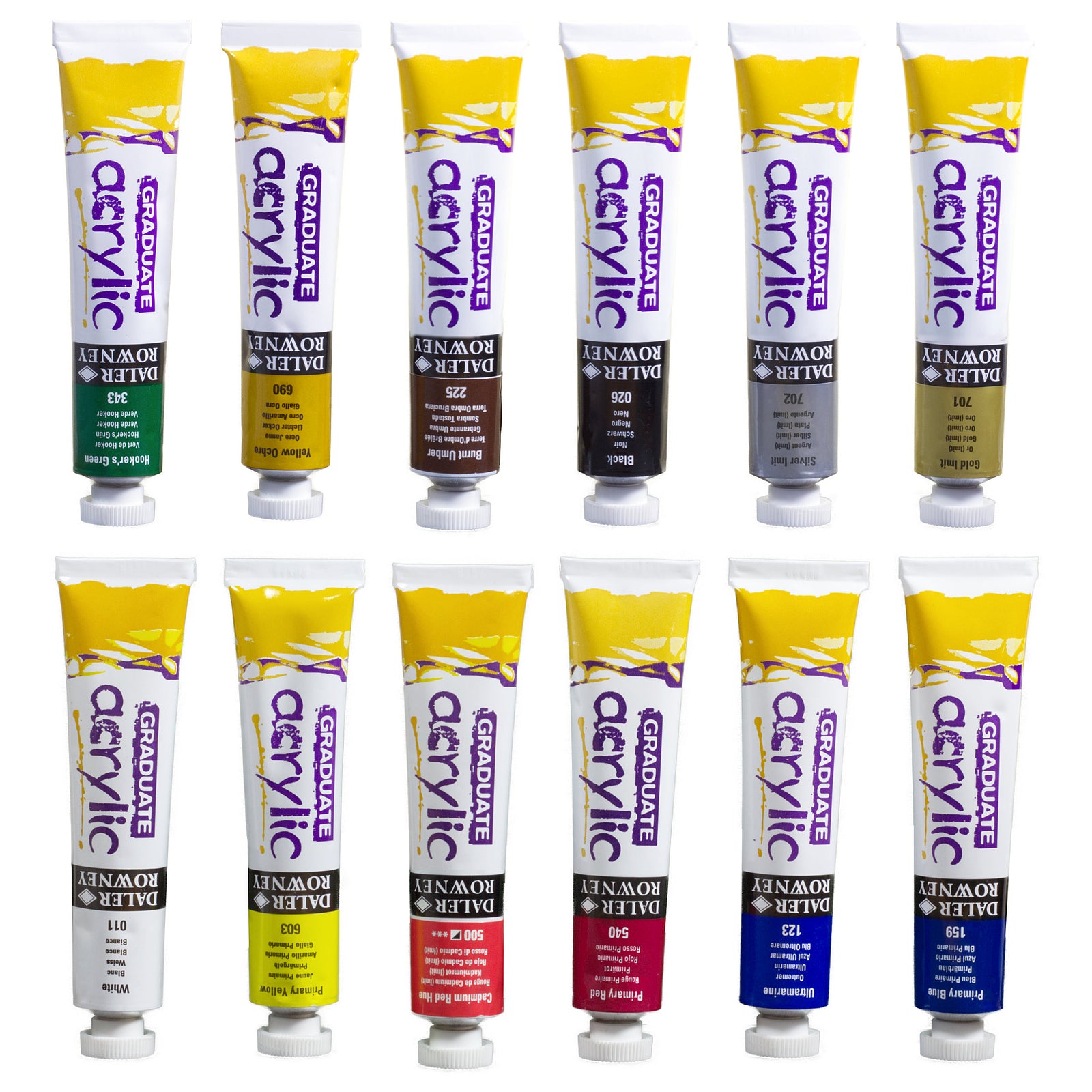 Set culori acrilice DALER ROWNEY Graduate 12 x 22 ml