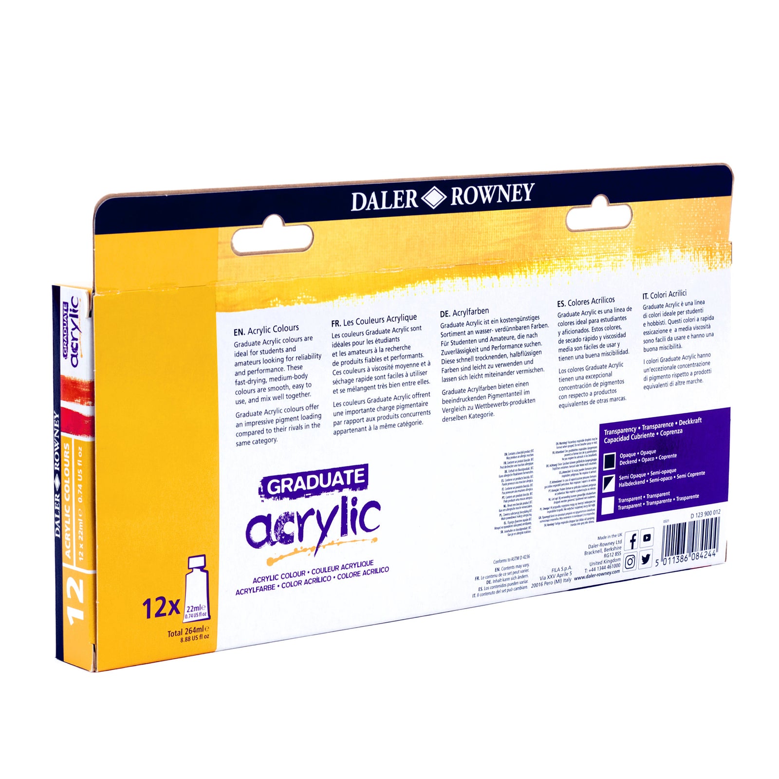 Set culori acrilice DALER ROWNEY Graduate 12 x 22 ml