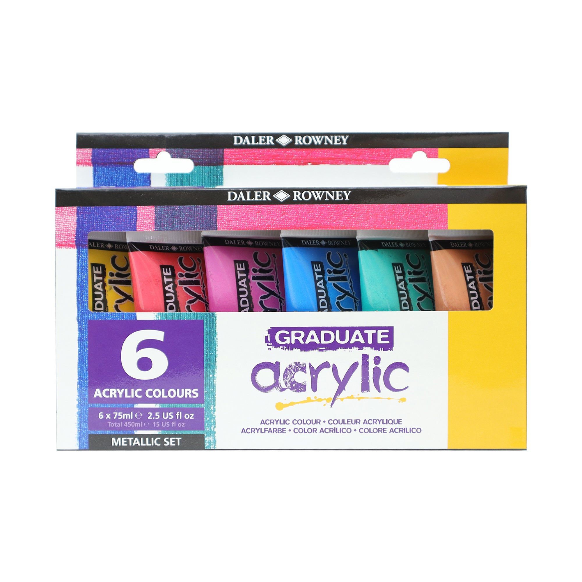 DALER ROWNEY D&R Graduate set culori acrilice metalizate 6 x 75 ml