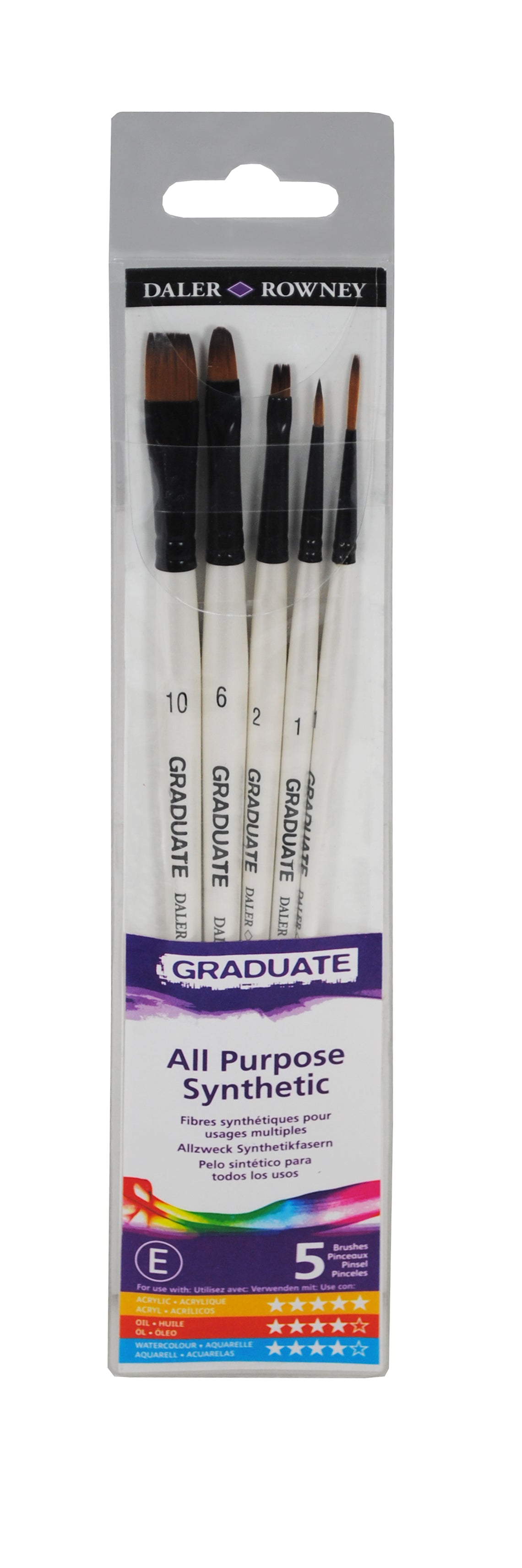 Set pensule sintetice universale DALER ROWNEY Graduate – 5 buc