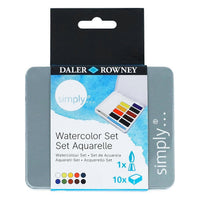 Set acuarele DALER ROWNEY Simply, 10 godete jumătate cu pensulă