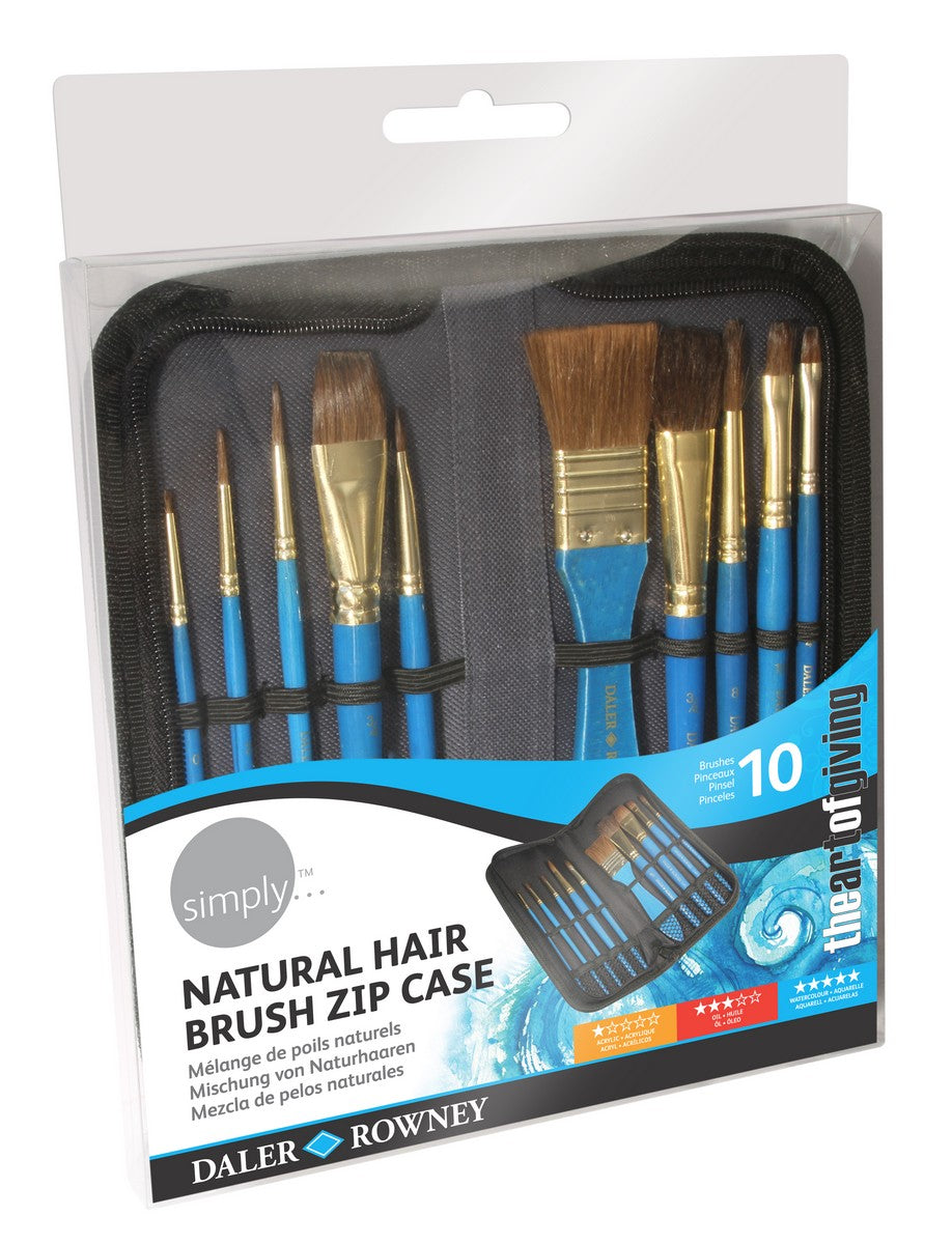 Set pensule pentru acuarelă în penar DALER ROWNEY Simply – 10 buc