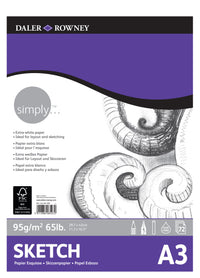 DALER ROWNEY Simply bloc pentru schițe A3 95 g 72 file cu cotor lipit