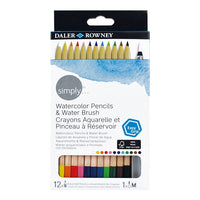 daler rowney set de 12 creioane acuarela cu pensula de apa ro dlr643250013