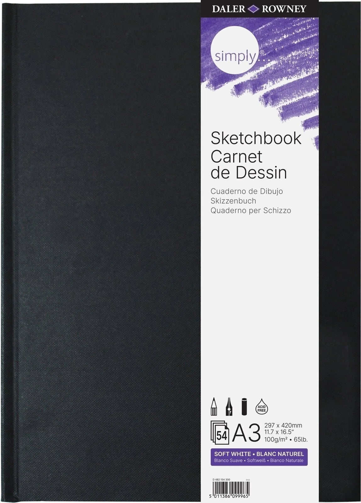 DALER ROWNEY Simply bloc schițe extra alb 100 g 54 file A3 legat tip carte