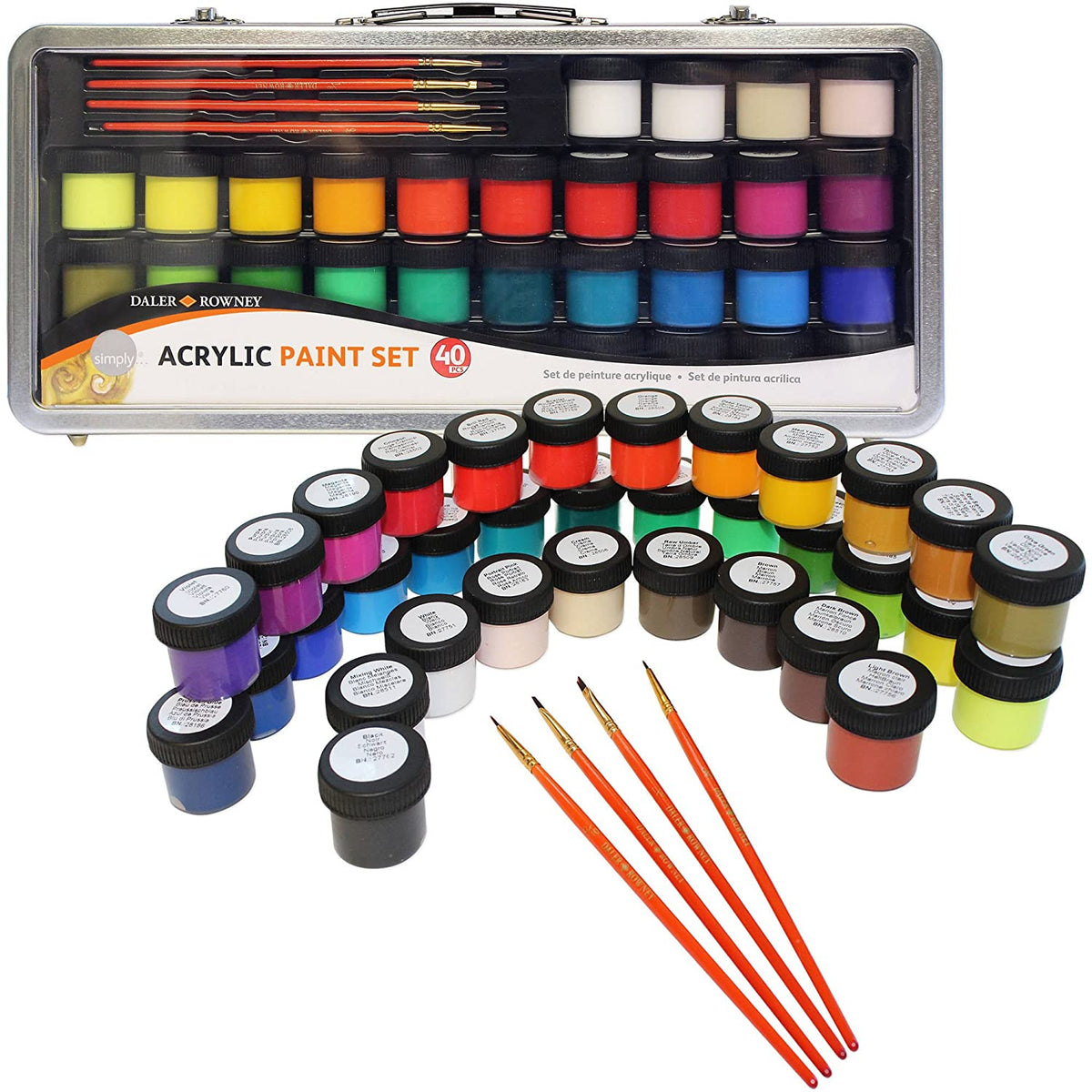 DALER ROWNEY Simply set culori acrilice 40 buc în servietă metalică