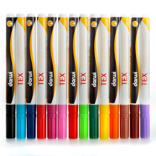 Markere pentru textil DARWI TEX subțire 3 ml