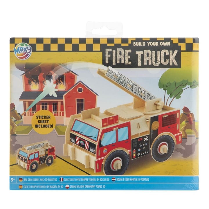 Puzzle 3D din lemn cu autocolante – Camion de pompieri