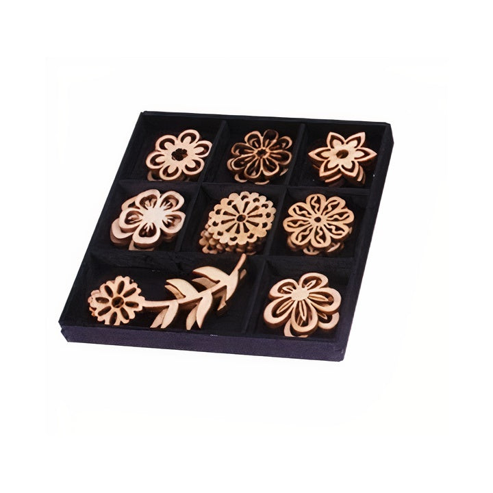 Decupaje din lemn - set 24 buc – Flori