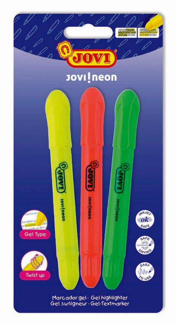Evidențiatoare cu gel JOVI - 3 buc, 3 culori