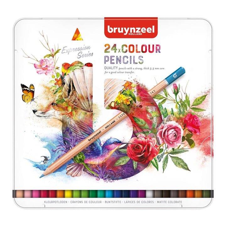 Creioane colorate Bruynzeel Expression Series în cutie de metal