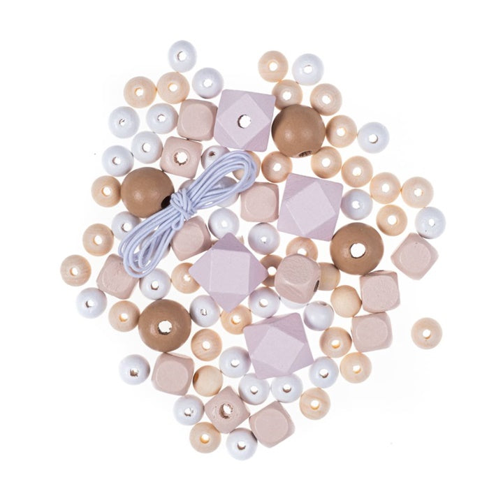 Perle de lemn colorate 80 buc – nud